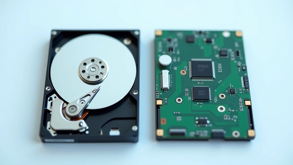 Comparación técnica entre mecanismo de disco duro con cabezal móvil y memoria flash de SSD sin partes móviles